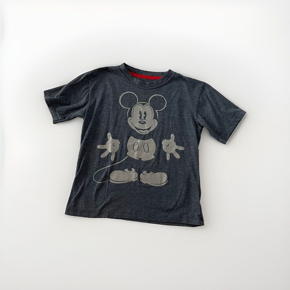 Disney Boys Size 7 Dark Heather Grey Mickey Mouse Graphic T-Shirt Short Sleeve